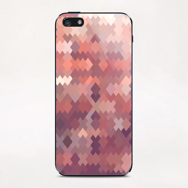 geometric square pixel pattern abstract in brown iPhone & iPod Skin by Timmy333