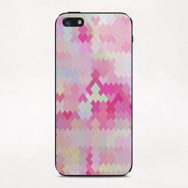 geometric square pixel pattern abstract in pink iPhone & iPod Skin by Timmy333