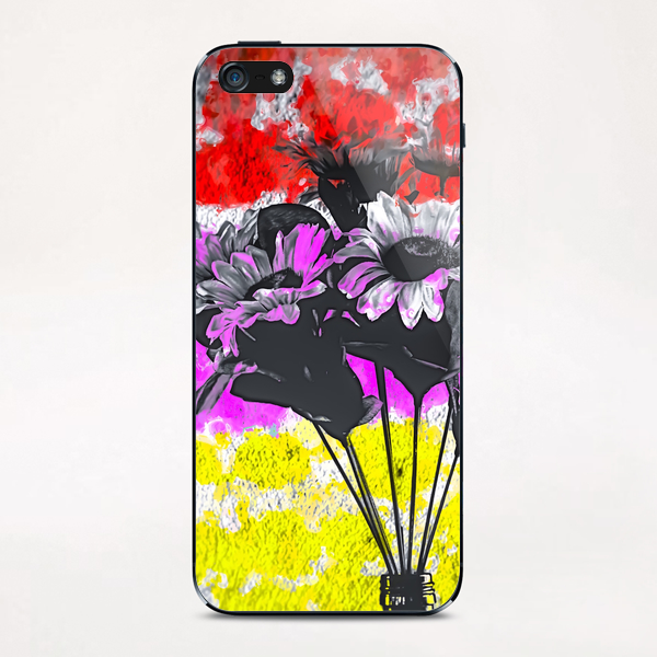 flower with colorful painting abstract background in red pink yellow iPhone & iPod Skin by Timmy333