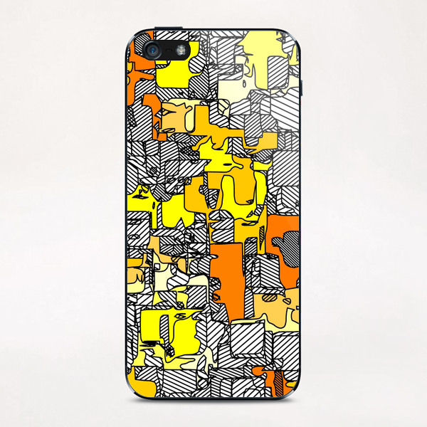 psychedelic graffiti drawing and painting in yellow and orange iPhone & iPod Skin by Timmy333