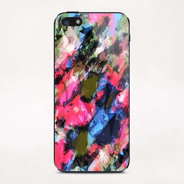 psychedelic geometric pattern painting abstract background in pink blue green iPhone & iPod Skin by Timmy333