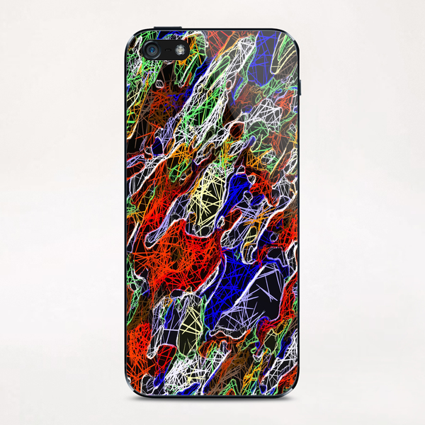 psychedelic rotten sketching texture abstract background in red blue green iPhone & iPod Skin by Timmy333