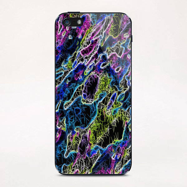 psychedelic rotten sketching texture abstract background in blue yellow pink iPhone & iPod Skin by Timmy333