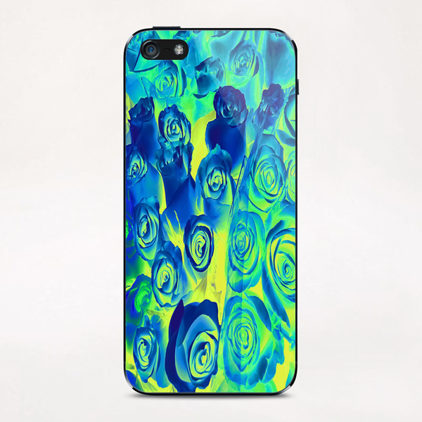 bouquet of roses texture pattern abstract in blue and green iPhone & iPod Skin by Timmy333