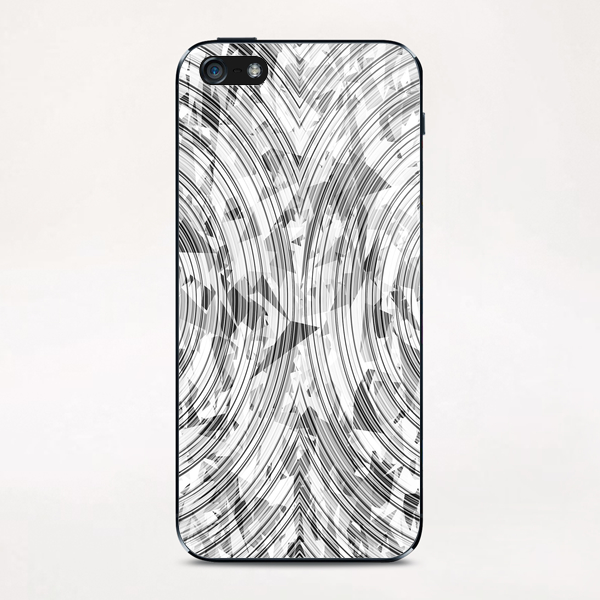 psychedelic geometric circle pattern abstract background in black and white iPhone & iPod Skin by Timmy333