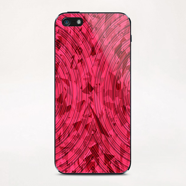 psychedelic geometric circle pattern abstract background in red and pink iPhone & iPod Skin by Timmy333