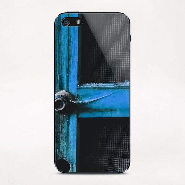 closeup old blue vintage wood door texture background iPhone & iPod Skin by Timmy333