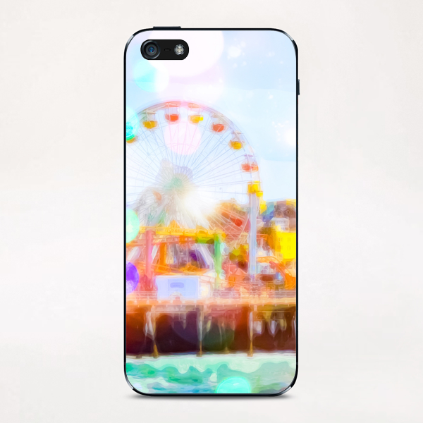 Santa Monica pier, California, USA with colorful bokeh abstract iPhone & iPod Skin by Timmy333