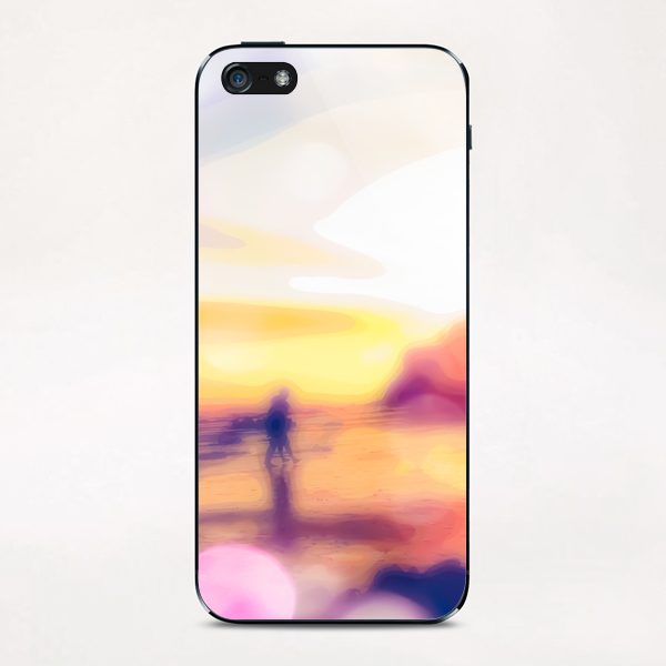 summer beach with sunset sky and beautiful bokeh light background iPhone & iPod Skin by Timmy333