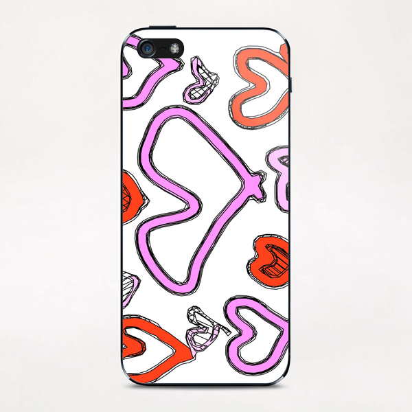 red and pink heart shape graffiti drawing iPhone & iPod Skin by Timmy333