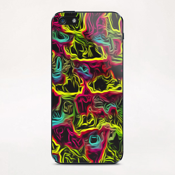 psychedelic painting texture abstract background in pink blue yellow iPhone & iPod Skin by Timmy333