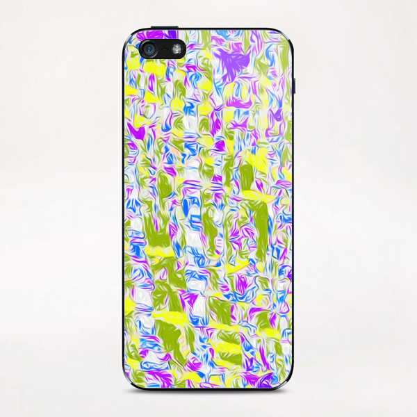 psychedelic painting texture abstract pattern background in purple blue yellow green iPhone & iPod Skin by Timmy333