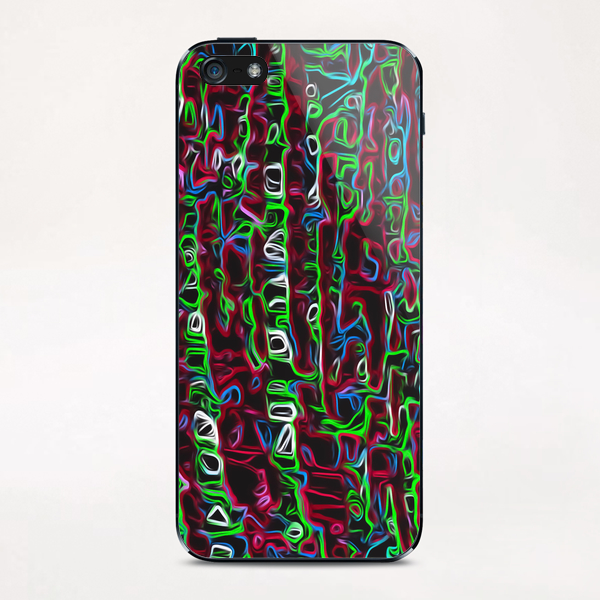 psychedelic painting texture abstract pattern background in red blue green black iPhone & iPod Skin by Timmy333