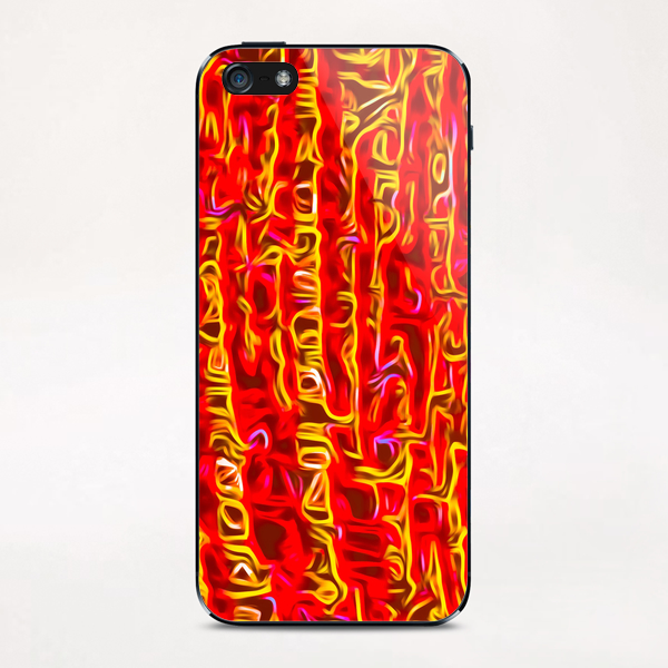 psychedelic painting texture abstract pattern background in red and yellow iPhone & iPod Skin by Timmy333