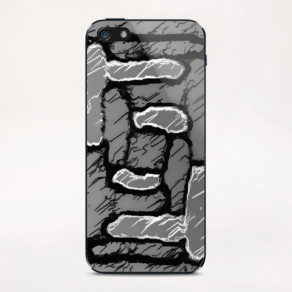 vintage psychedelic painting texture abstract background in black and white iPhone & iPod Skin by Timmy333