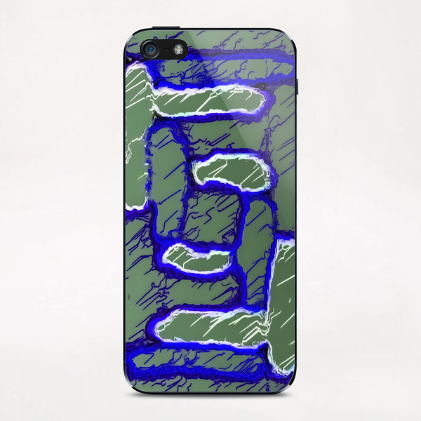 vintage psychedelic painting texture abstract background in dark blue and grey iPhone & iPod Skin by Timmy333