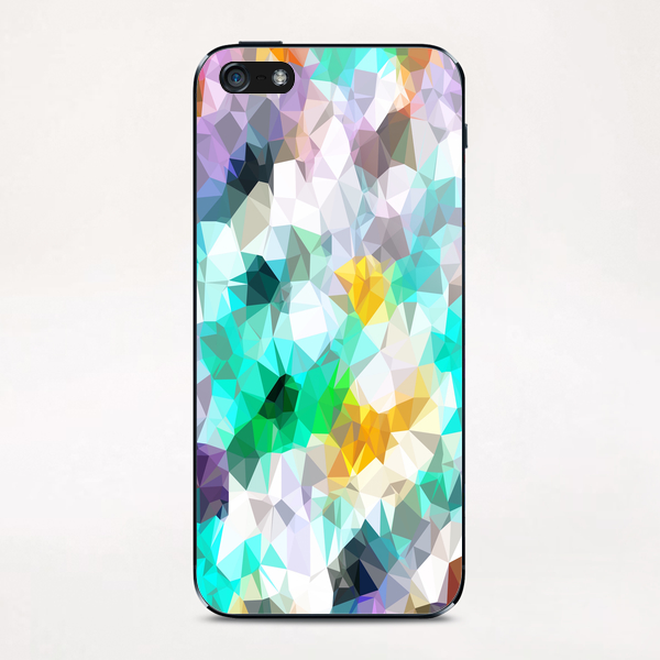 psychedelic geometric triangle polygon pattern abstract background in green blue yellow iPhone & iPod Skin by Timmy333