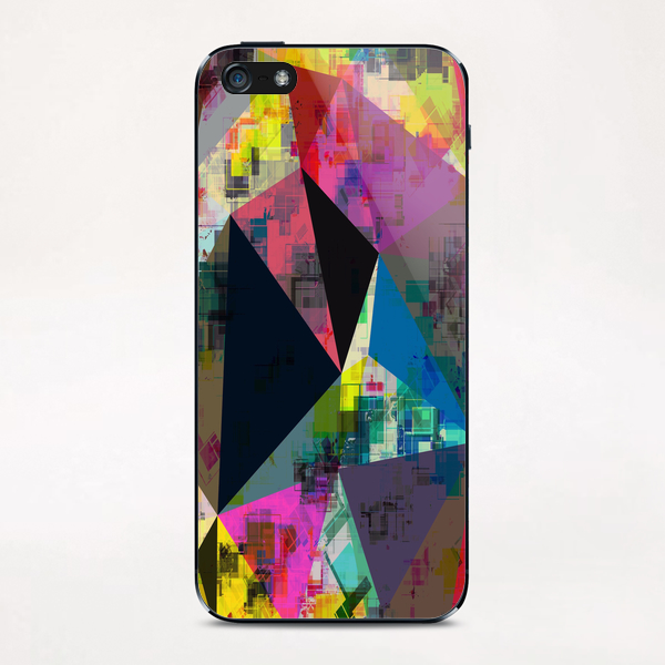 psychedelic geometric triangle pattern abstract with painting abstract background in pink blue yellow red green iPhone & iPod Skin by Timmy333