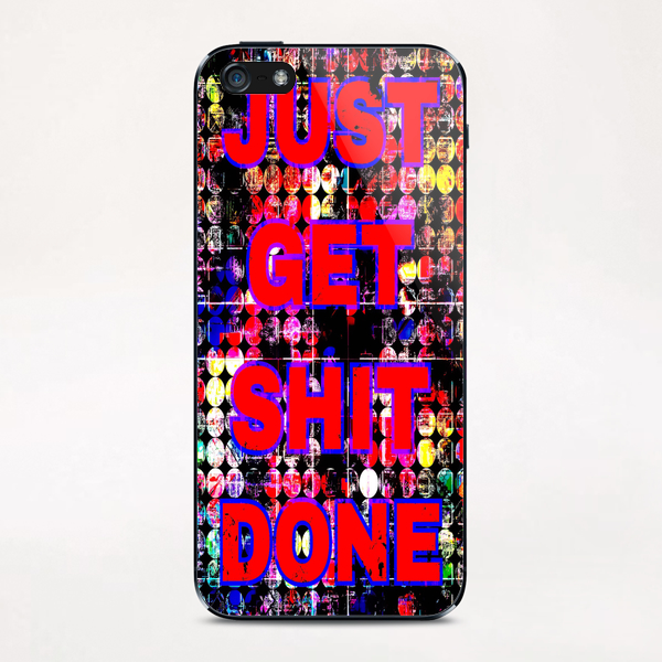 just get it done quote with circle pattern painting abstract background in red pink blue yellow iPhone & iPod Skin by Timmy333