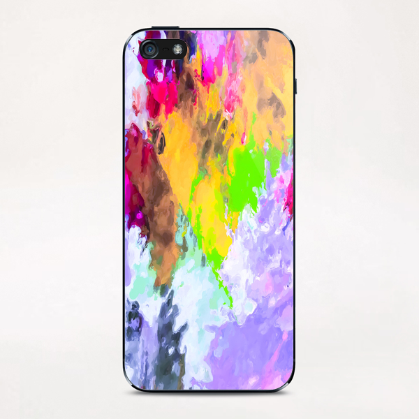 painting texture abstract background in purple yellow green pink iPhone & iPod Skin by Timmy333