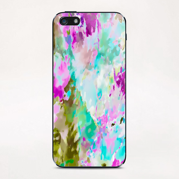 painting texture abstract background in blue pink green iPhone & iPod Skin by Timmy333