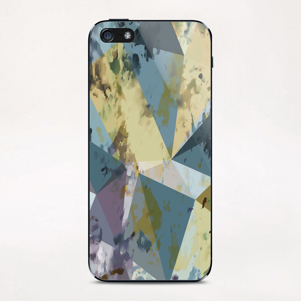 psychedelic geometric triangle polygon pattern abstract in blue yellow pink iPhone & iPod Skin by Timmy333