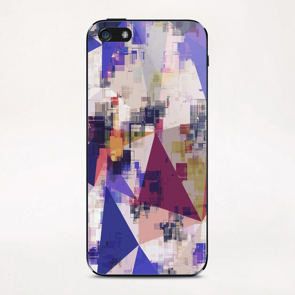 psychedelic geometric triangle polygon pattern abstract in blue purple brown iPhone & iPod Skin by Timmy333