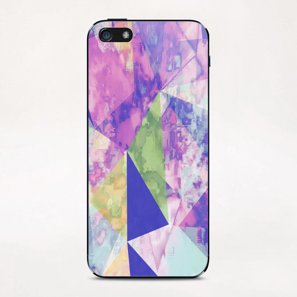 psychedelic geometric triangle polygon pattern abstract background in pink purple blue yellow iPhone & iPod Skin by Timmy333