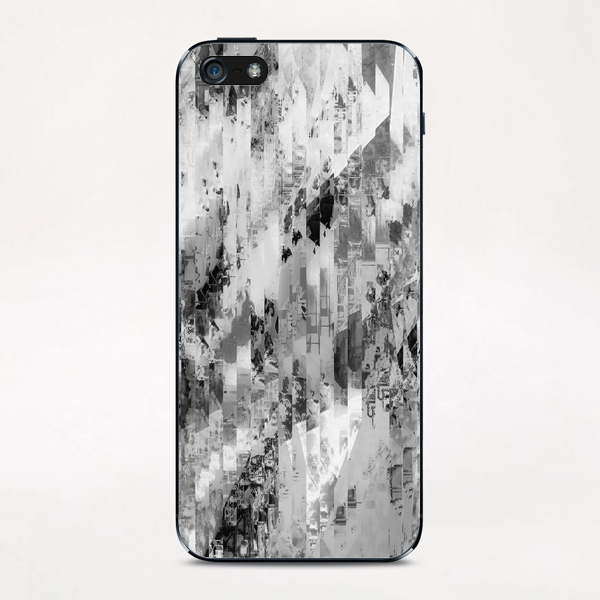 psychedelic geometric line pattern abstract background in black and white iPhone & iPod Skin by Timmy333