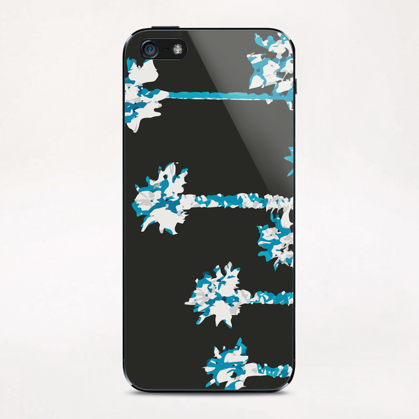 blue and white palm tree with dark blue background iPhone & iPod Skin by Timmy333