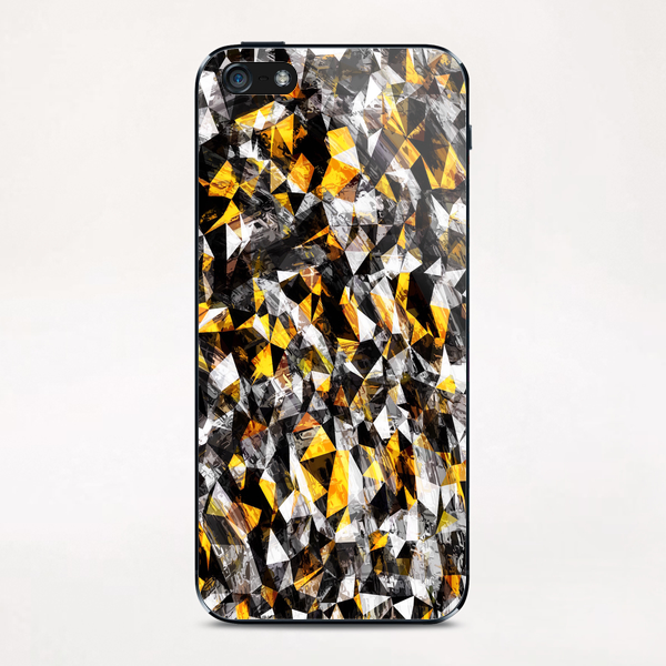 vintage psychedelic geometric triangle polygon pattern abstract in gold yellow and black iPhone & iPod Skin by Timmy333