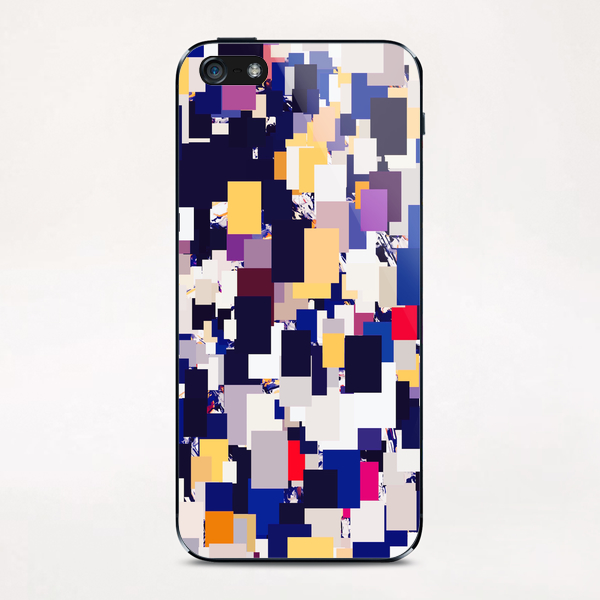 vintage psychedelic geometric square pixel pattern abstract in blue yellow red purple iPhone & iPod Skin by Timmy333