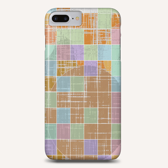 geometric square and circle pattern abstract in orange blue pink Phone Case by Timmy333