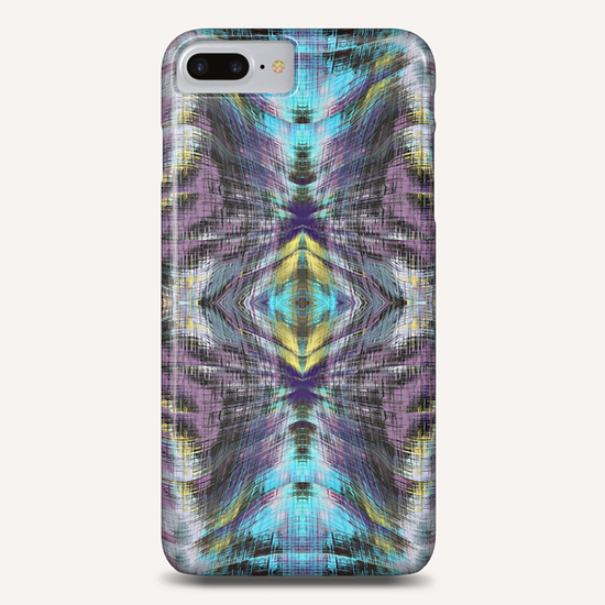 psychedelic geometric symmetry abstract pattern in purple blue yellow Phone Case by Timmy333