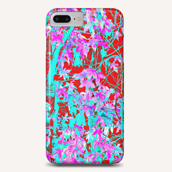 pink maple tree leaf with blue and red abstract background Phone Case by Timmy333