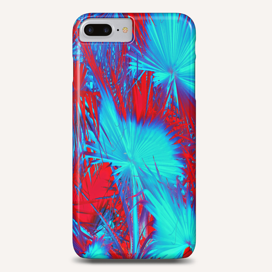 closeup palm leaf texture abstract background in blue and red Phone Case by Timmy333