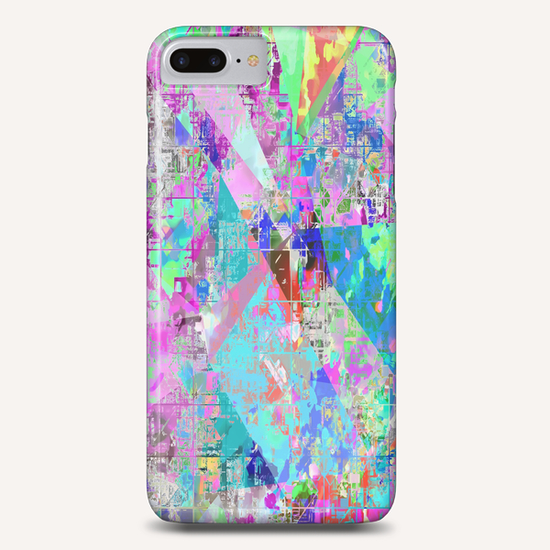 psychedelic geometric triangle polygon pattern abstract background in pink blue green purple Phone Case by Timmy333