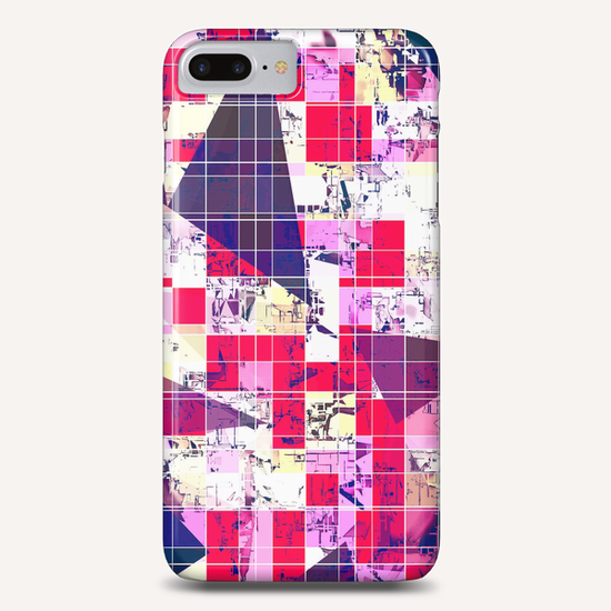 geometric square and triangle pattern abstract in red and blue Phone Case by Timmy333