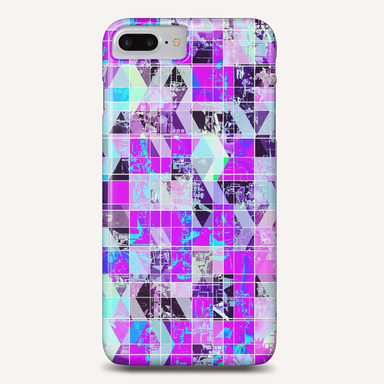 geometric square pattern abstract in purple blue Phone Case by Timmy333