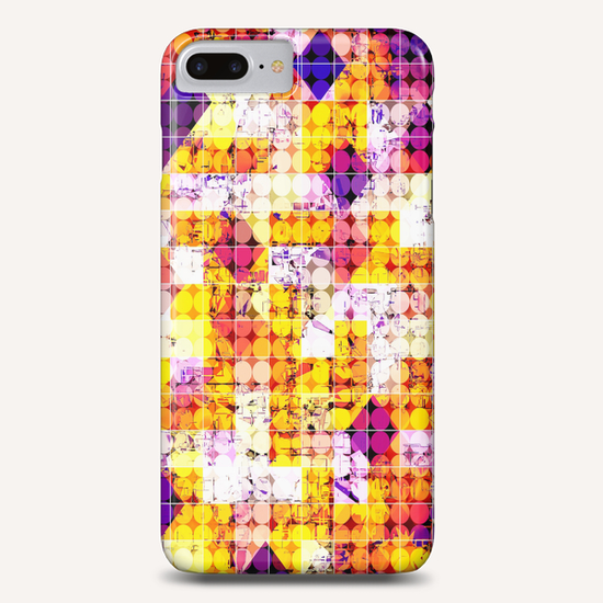 geometric square and circle pattern abstract in orange blue Phone Case by Timmy333