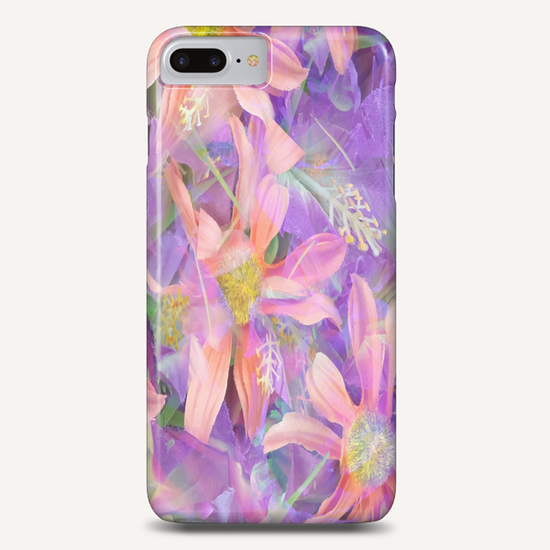 blooming pink daisy flower with purple flower background Phone Case by Timmy333