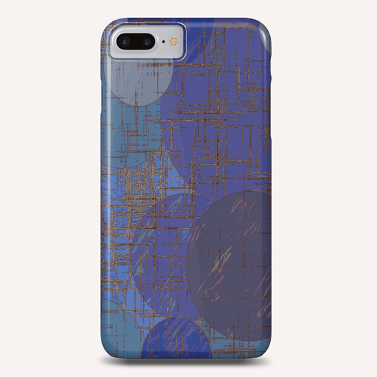 geometric circle and square pattern abstract in blue and purple Phone Case by Timmy333