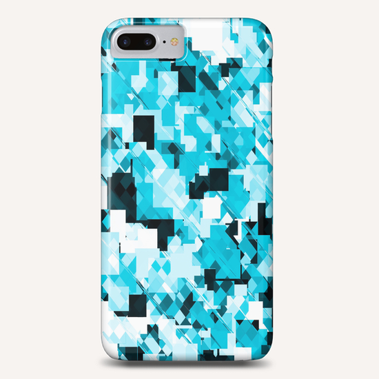 geometric square pixel pattern abstract background in blue and black Phone Case by Timmy333