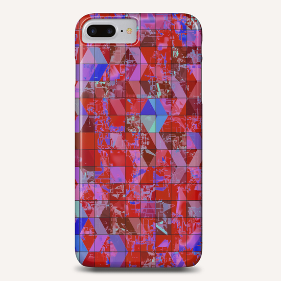 geometric square and triangle pattern abstract in red and blue Phone Case by Timmy333