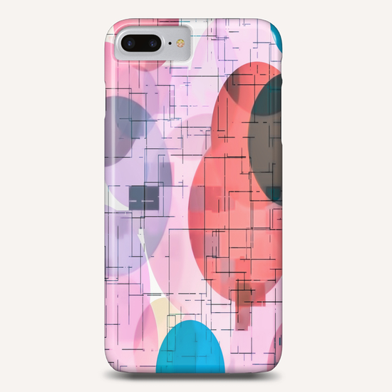 geometric square and circle pattern abstract in red pink blue Phone Case by Timmy333