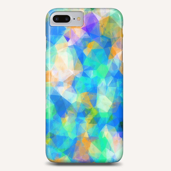 geometric triangle pattern abstract background in blue green orange Phone Case by Timmy333