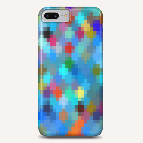 geometric square pixel pattern abstract in blue pink red Phone Case by Timmy333