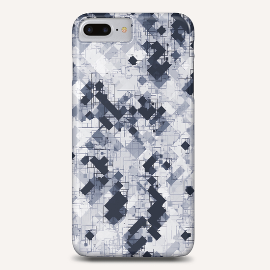 geometric pixel pattern abstract in black and white Phone Case by Timmy333