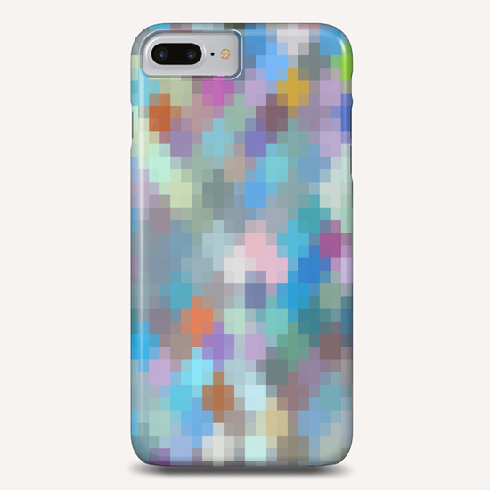 geometric square pixel pattern abstract in blue pink green Phone Case by Timmy333