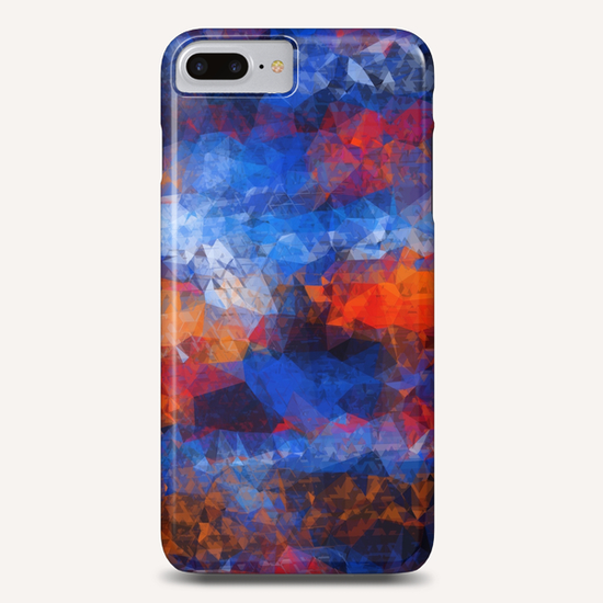 psychedelic geometric polygon shape pattern abstract in red orange blue Phone Case by Timmy333